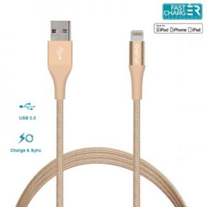 PURO Braided Cable - Kabel MFi z Lightning + klips + Aluminum Connector 1m (Gold)