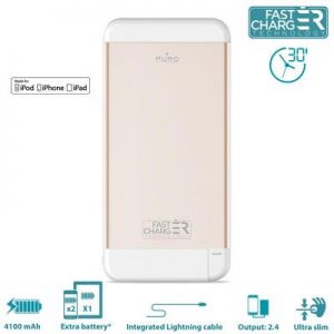 PURO Fast Charger Ultra Slim Power Bank MFi - Power Bank Aluminum z lightning 4100mAh, 2.4A (Gold)